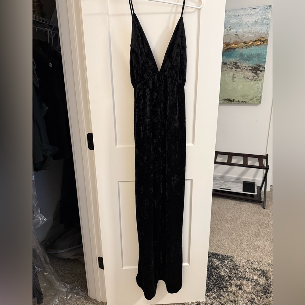 Black crushed velvet jumpsuit